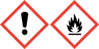 Kennzeichnung nach CLP- Verordnung: GHS07 - Ausrufezeichen und GHS02 - Flamme