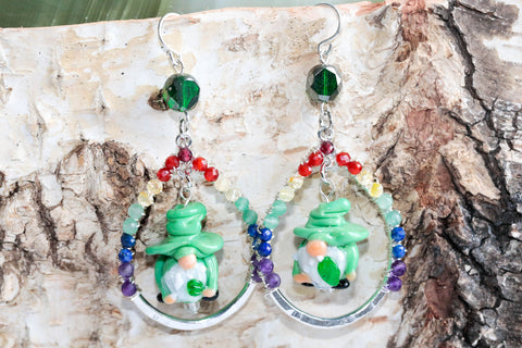 Glass Gnome Beaded Earrings