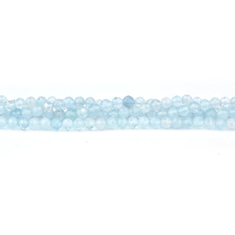 4mm Aquamarine Natural Faceted Round AAA Grade - 15-16 Inch - Goody Beads