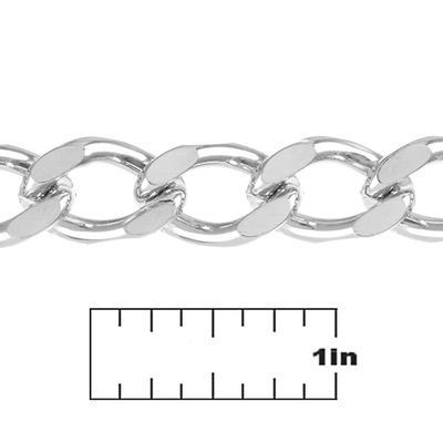 10mm Silver Plated Flat Curb Chain Link - Goody Beads