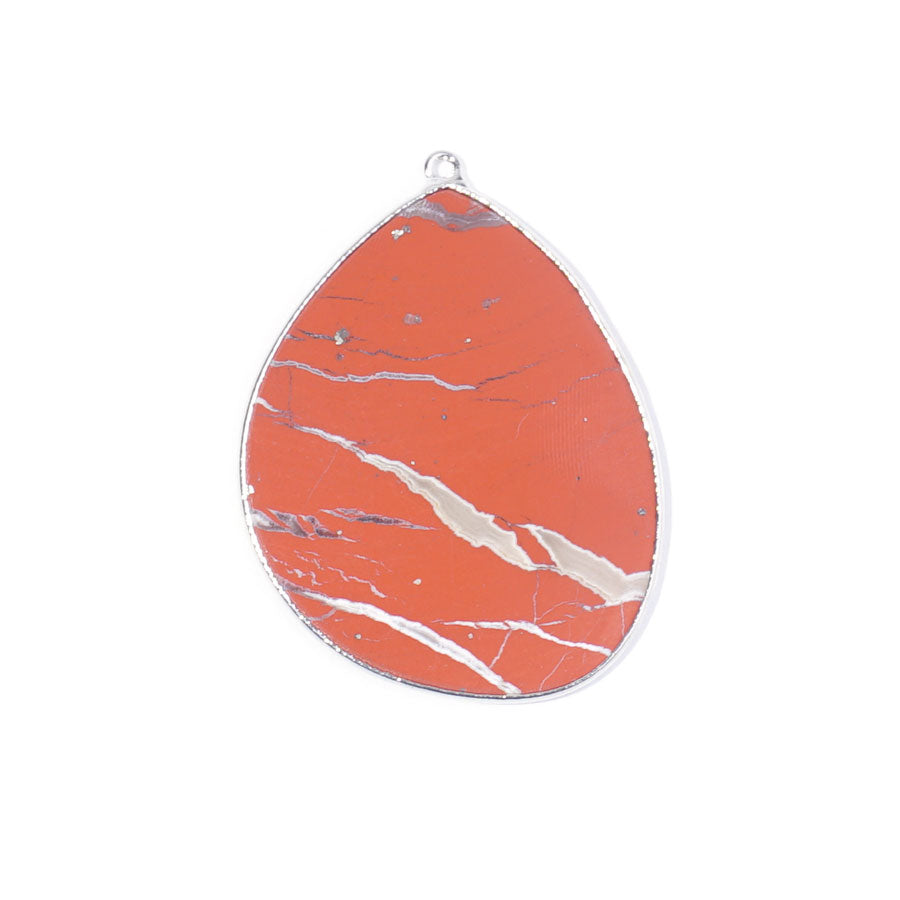 Image of Red Jasper 27x34mm Slice Silver Plated - Pendant
