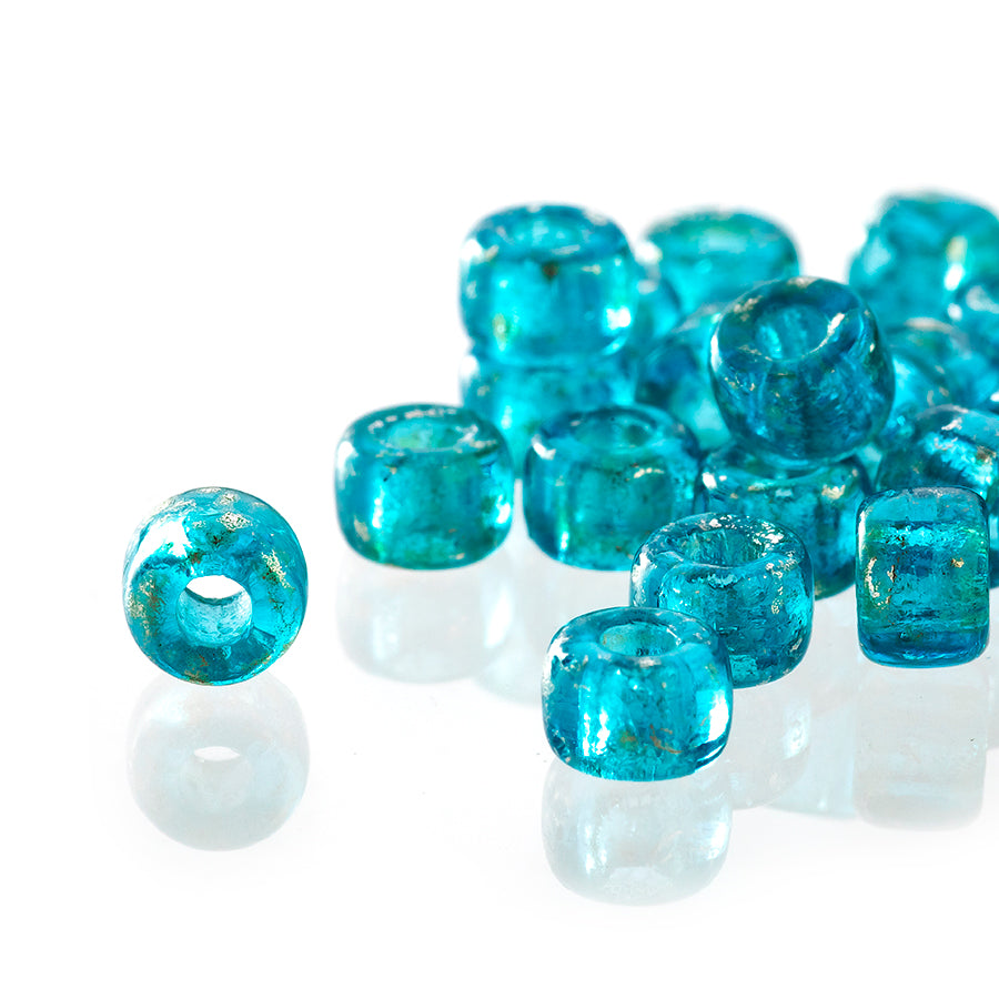 Image of Matubo 3 Cut 6/0 Czech Glass Seed Beads in Aquamarine-Silver Picasso 393-06-TE6002 - 1 Tube
