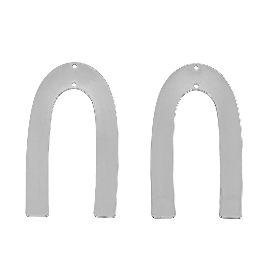 Image of 50x29mm Silver Plated Elongated Arched Components - 1 Pair