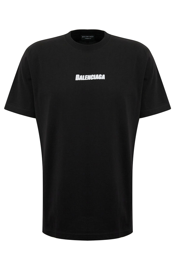 BALENCIAGA: t-shirt with contrasting graffiti logo - White