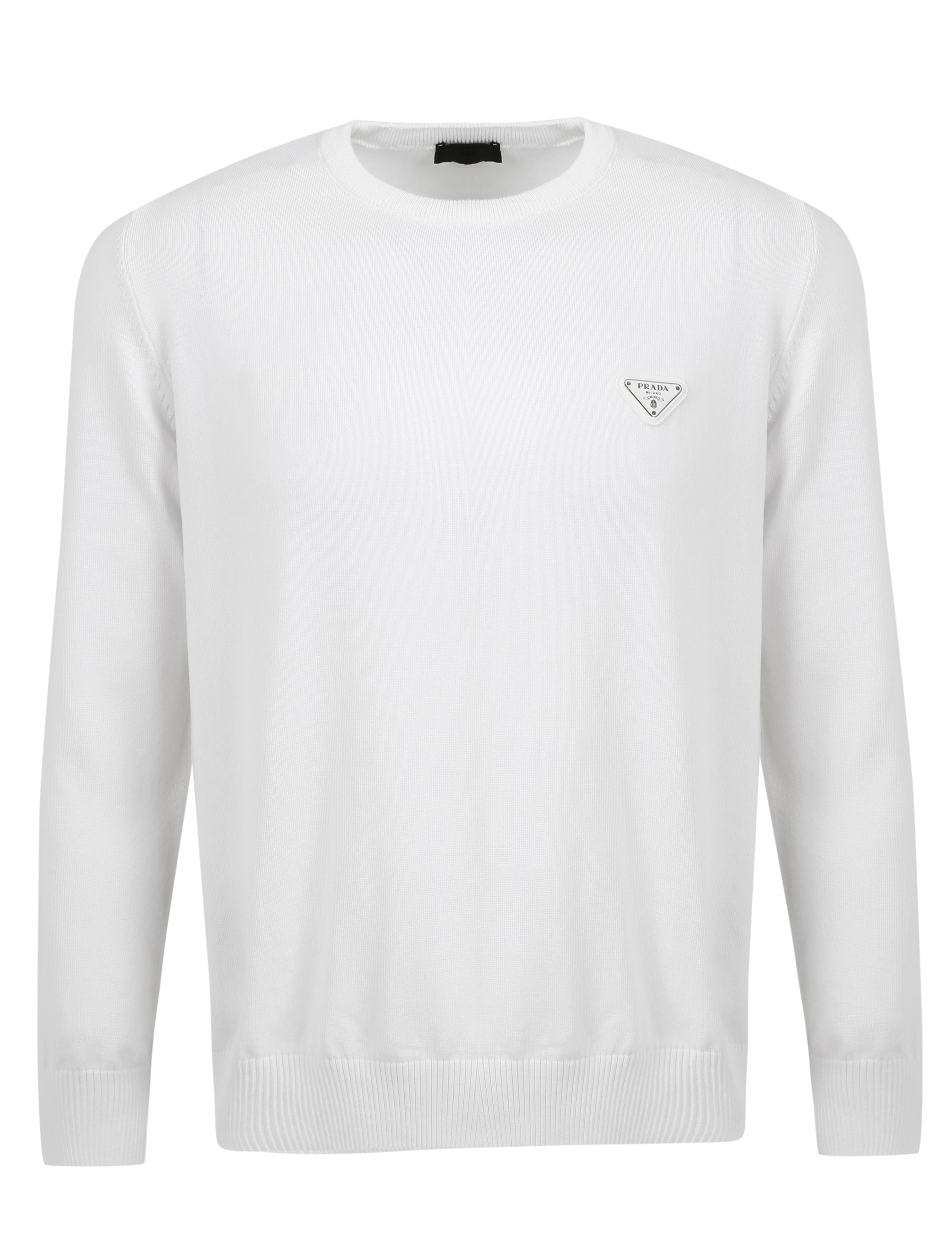 PRADA METAL LOGO PATCH WHITE SWEATSHIRT – e-Outlet