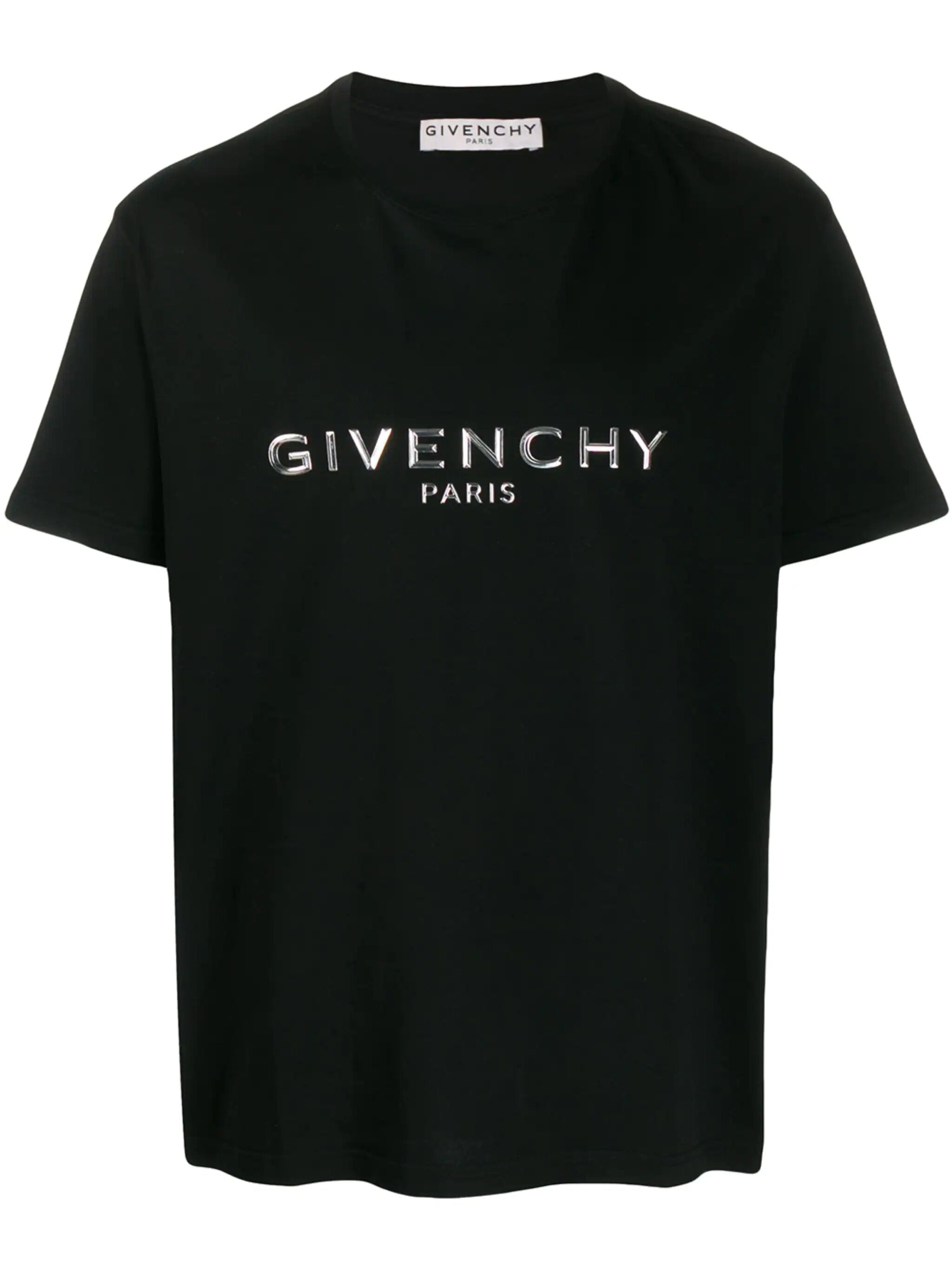 GIVENCHY SILVER FLOCK LOGO BLACK T-SHIRT – e-Outlet