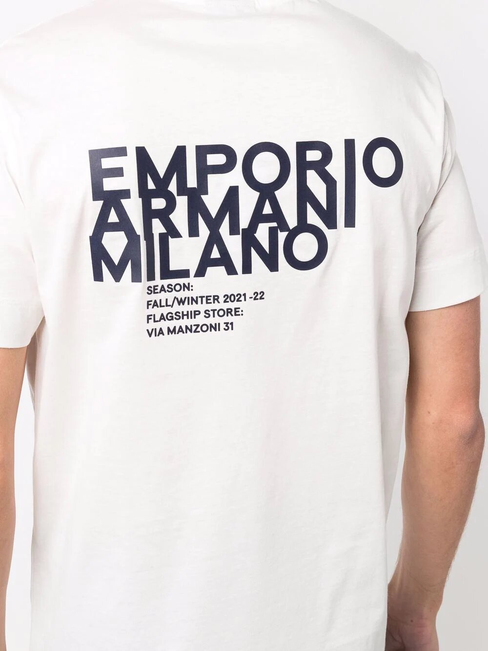 EMPORIO ARMANI MILANO LOGO PRINT WHITE T-SHIRT – e-Outlet