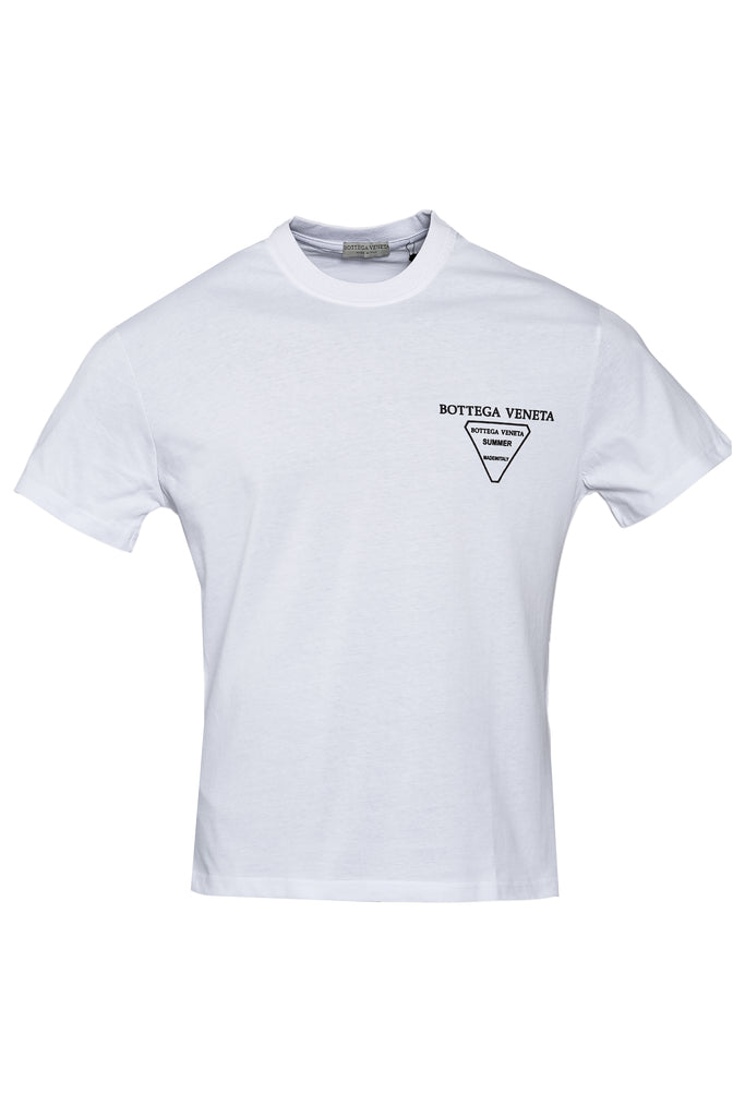 BOTTEGA VENETA SPRING 2020 LOGO PATCH WHITE T-SHIRT