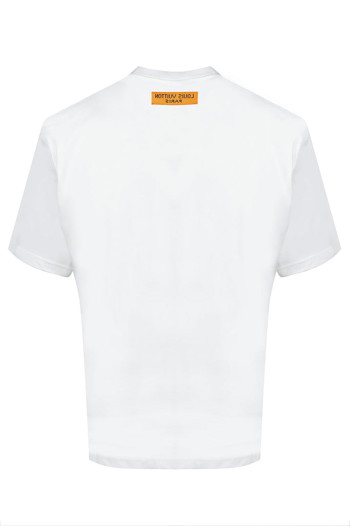 Auth Louis Vuitton Cotton T Shirt Men Size L White DO A KICKFLIP