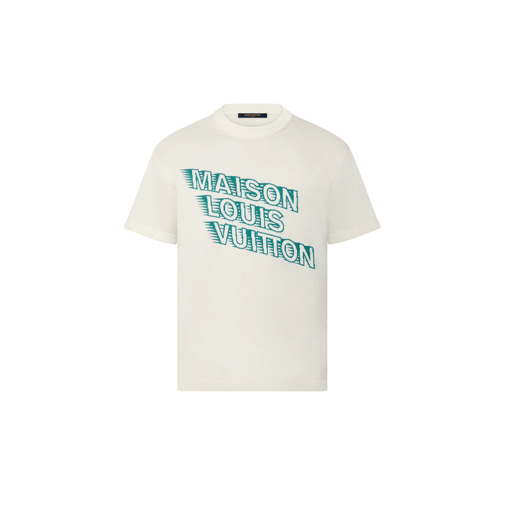 LOUIS VUITTON EMBROIDERED MOCKNECK WHITE T-SHIRT