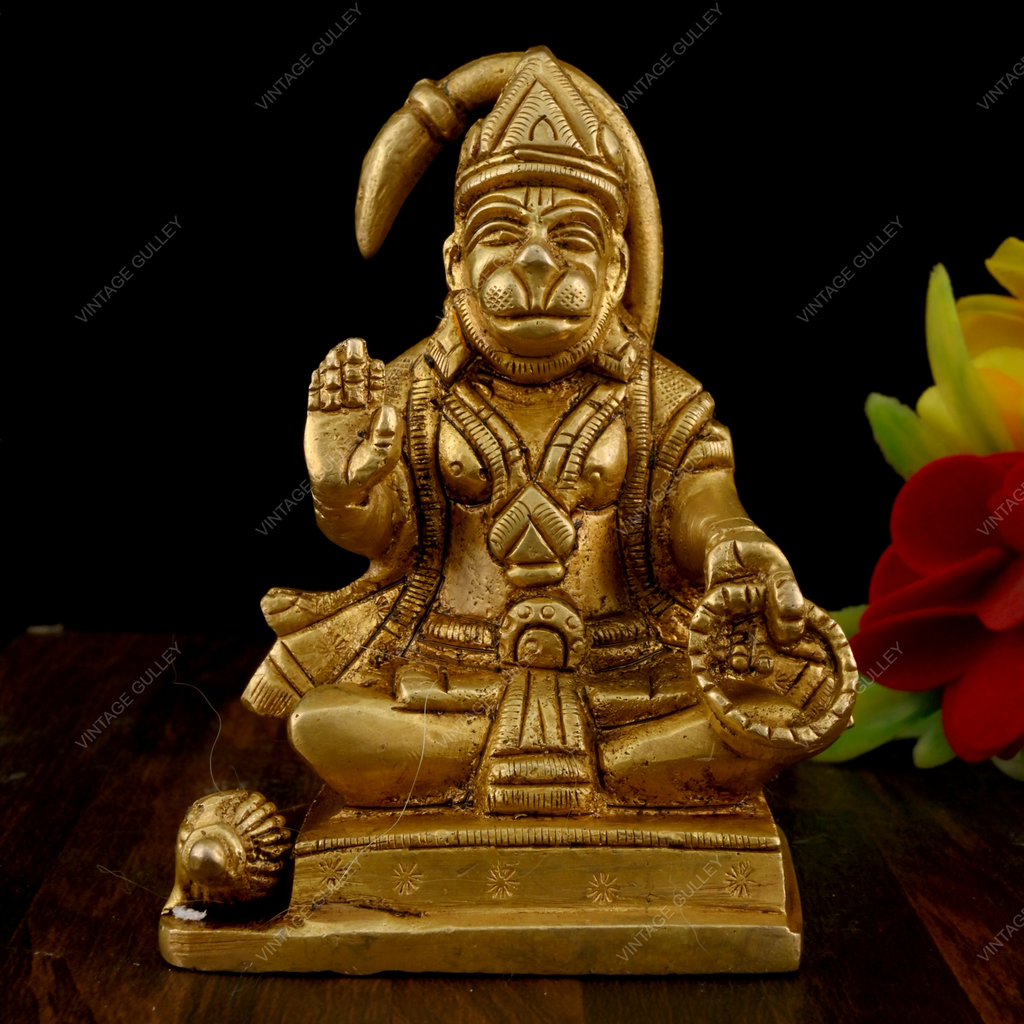 Brass Lord Hanuman Ji Idol – Vintage Gulley