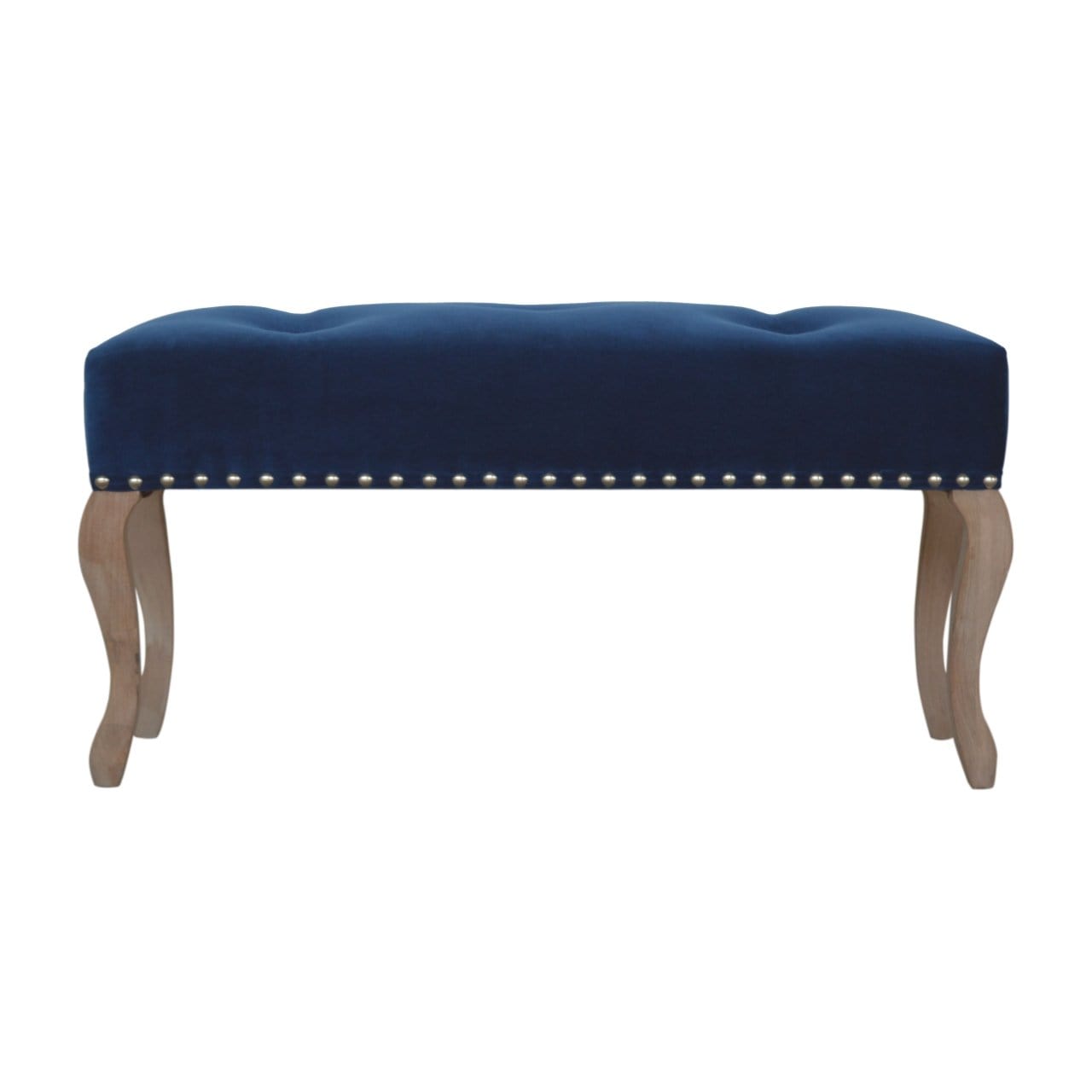 French Style Royal Blue Velvet Bench Proudivy