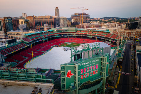 Warm morning light hits historic Fenway Park in Boston