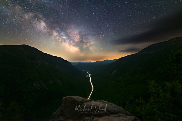 Milky Way core shot from Mt. Willard looking over Crawford Notch in the White Mountains of New Hampshire