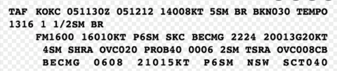 Sample TAF weather report