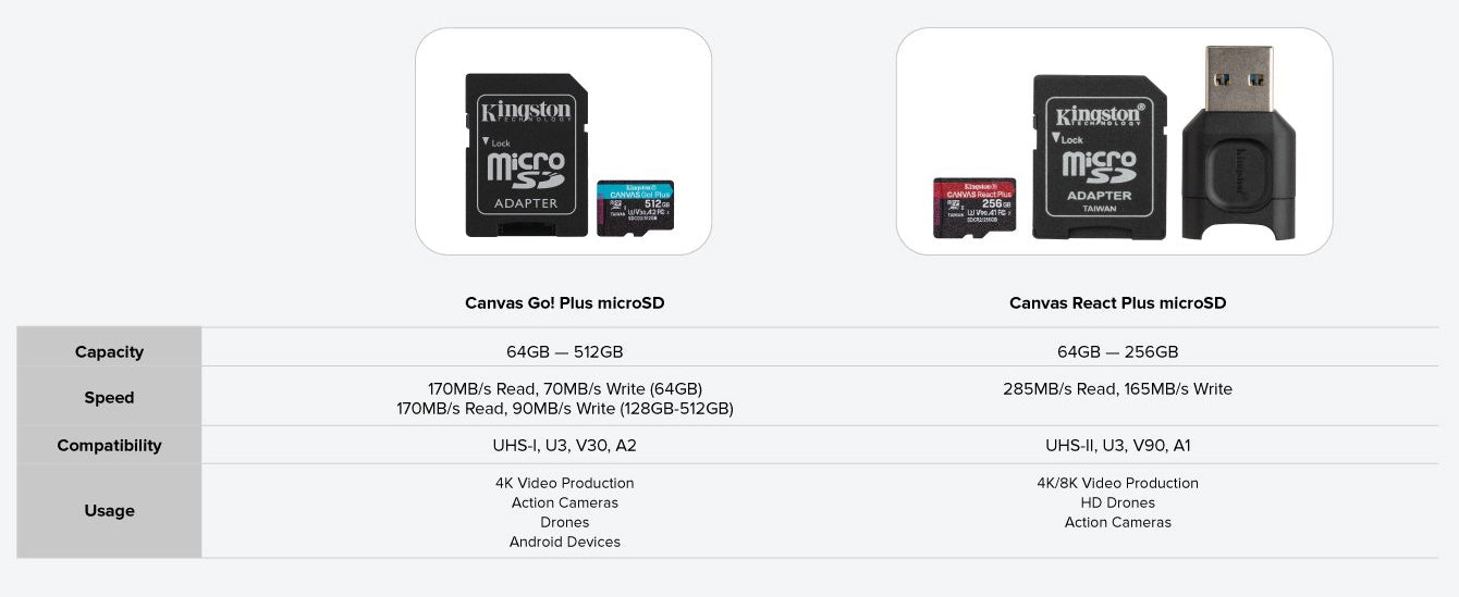 Canvas Go! Plus Class 10 microSD Cards - V30, A2 - 64GB-512GB