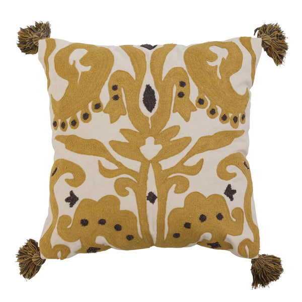 KD Spain — Kerala Gold Geometric Block Print Style Colorful Throw Pillow
