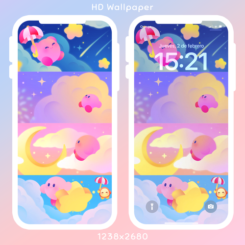 Sky Full of Stars Cute Kirby Phone Theme Phone Wallpaper 