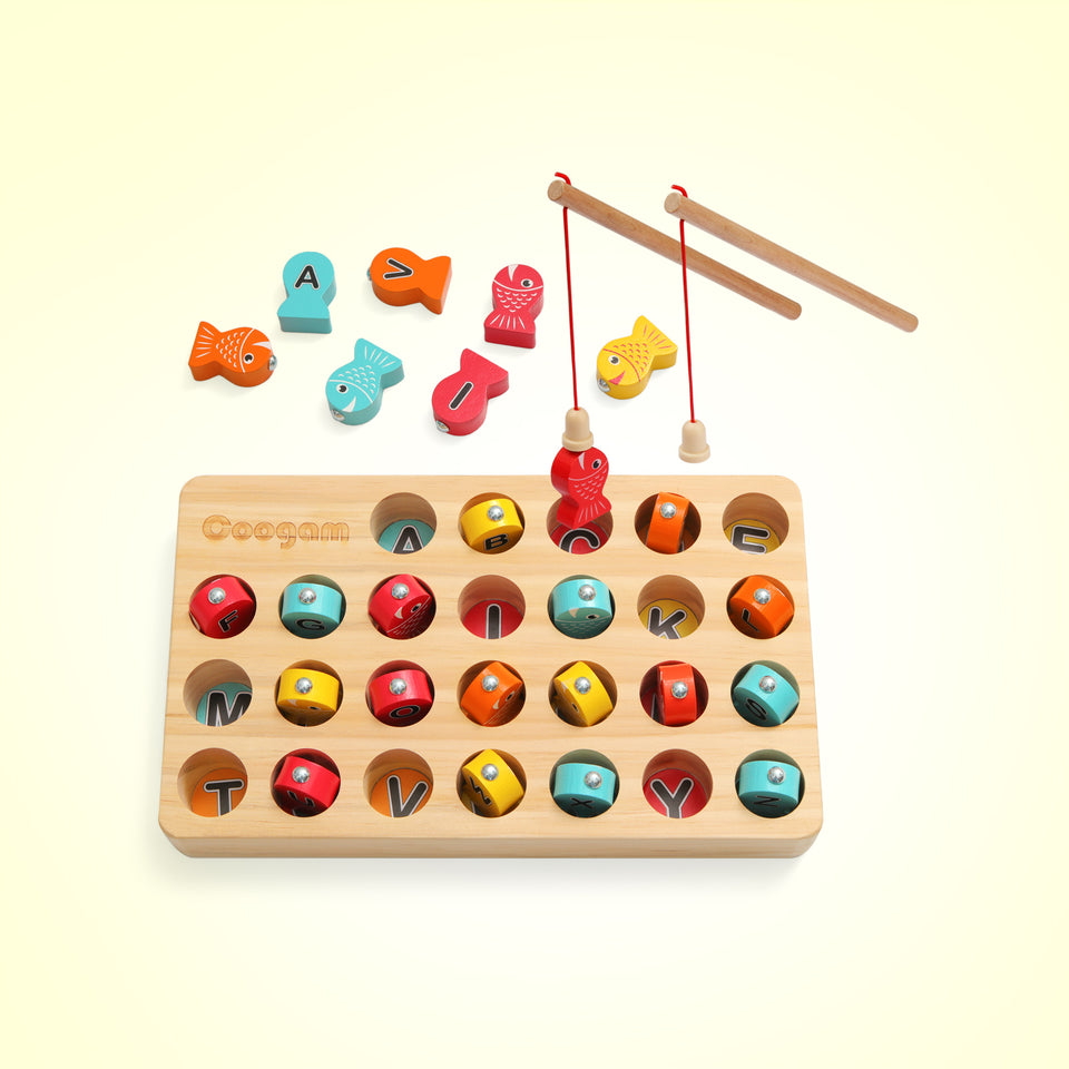 Gamenote Sight Words Magnetic Fishing Game Toy – Wooden Phonic