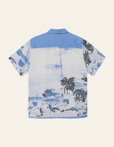 Les Deux MEN Coastal AOP SS Shirt Shirt 474474-Washed Denim Blue