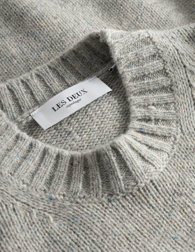 Les Deux MEN Gary Fleck Wool Roundneck Knitwear 320320-Grey Melange