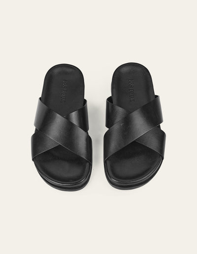 Les Deux MEN Kamal Leather Sandal Shoes 100100-Black