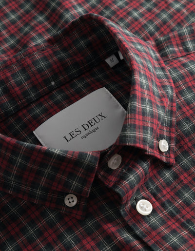 Les Deux MEN Kent Check Shirt Shirt 600100-Red/Black