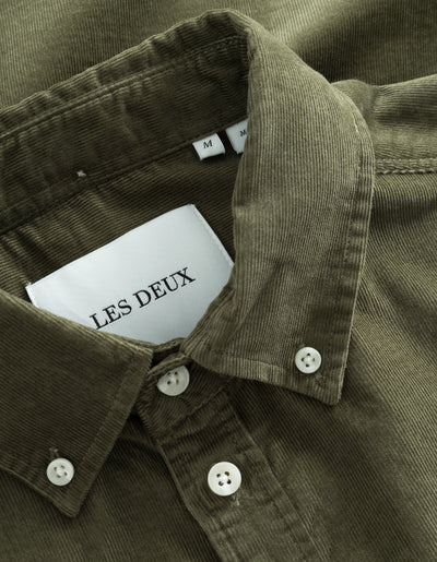 Les Deux MEN Kristian Corduroy Shirt Shirt 522522-Olive Night