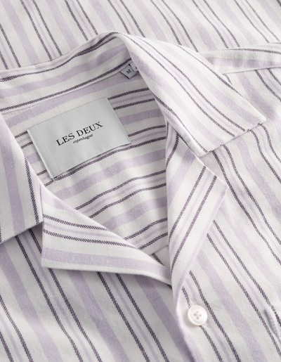 Les Deux MEN Lawson Stripe SS Shirt Shirt 218648-Light Ivory/Light Orchid