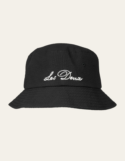 Les Deux MEN Seersucker Bucket Hat Cap 100100-Black