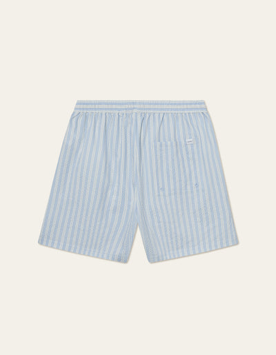 Les Deux MEN Stan Stripe Seersucker Swim Shorts Swimshorts 466218-Summer Sky/Light Ivory