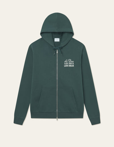 Les Deux CO-LAB Triple Zipper Hoodie Hoodie 546215-Pine Green/Ivory