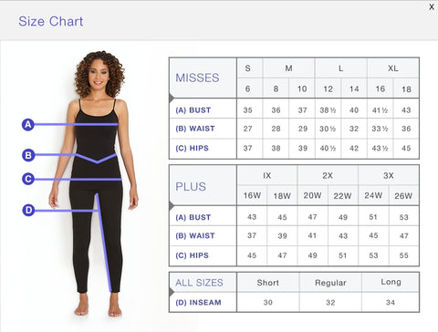 sizing chart – The Material Girl Boutique