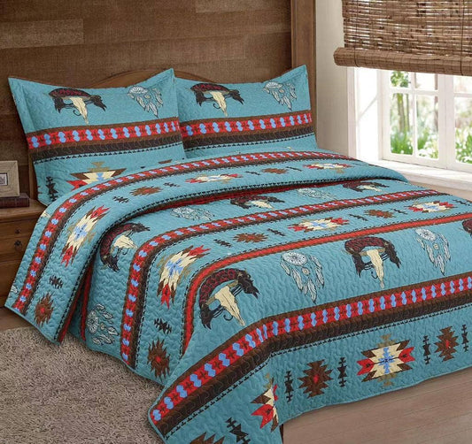 White Navajo 3pc Bedspread