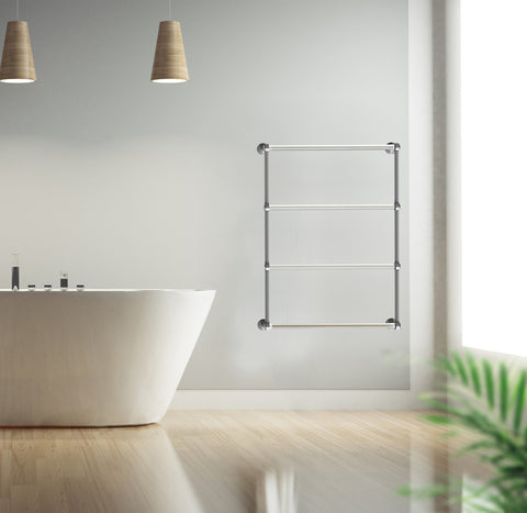Brass wall mounted ladder style towel bar with acrylic arms