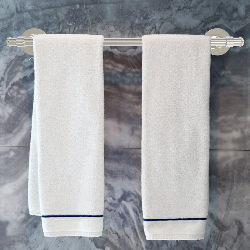 Single towel bar holding two towels