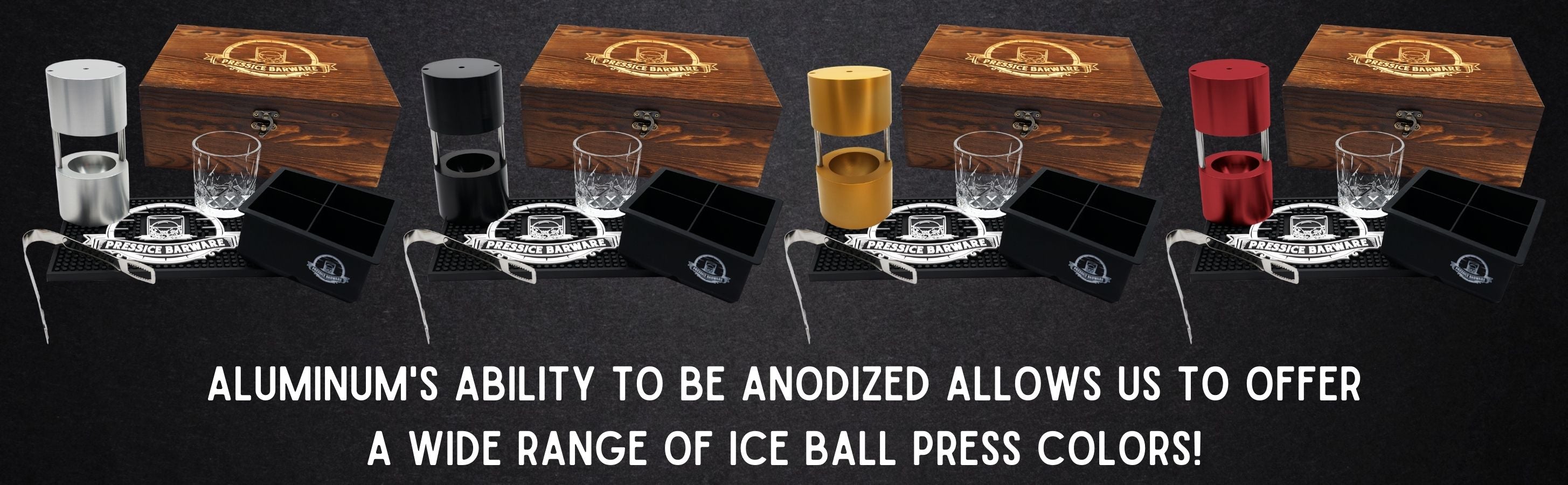 Pressice Barware Ice Ball Press - Perfect Spheres in Less Than a Minute -  Includes Anodized Aluminum Ice Press, Drip Tray and Ice Mold - Made in the