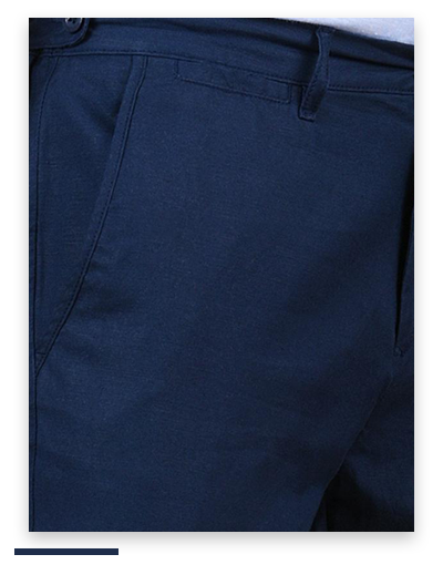 Buy Mens Cotton Linen Navy Blue Trousers Online