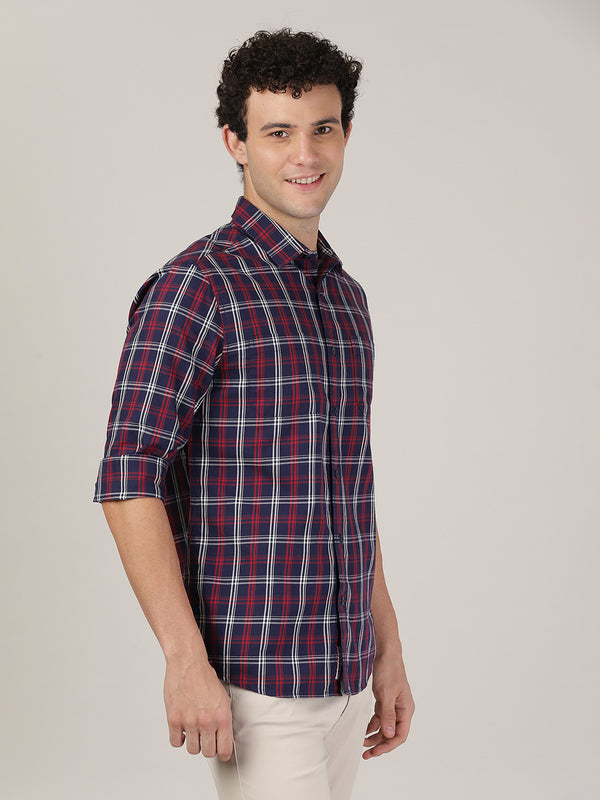 Buy Mens Twill Blue and White Check Shirt Online