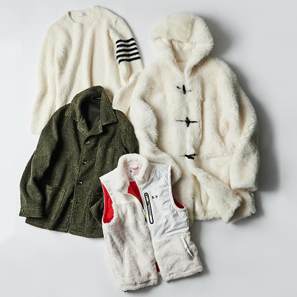 “Borata” duffel coat / “NCP” vest / “P.M.D.S.” lined knit / “Tagliatore” M-65