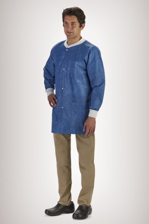 Graham Medical Products Lab Jacket LabMates® Blue Large Hip Length Disposable