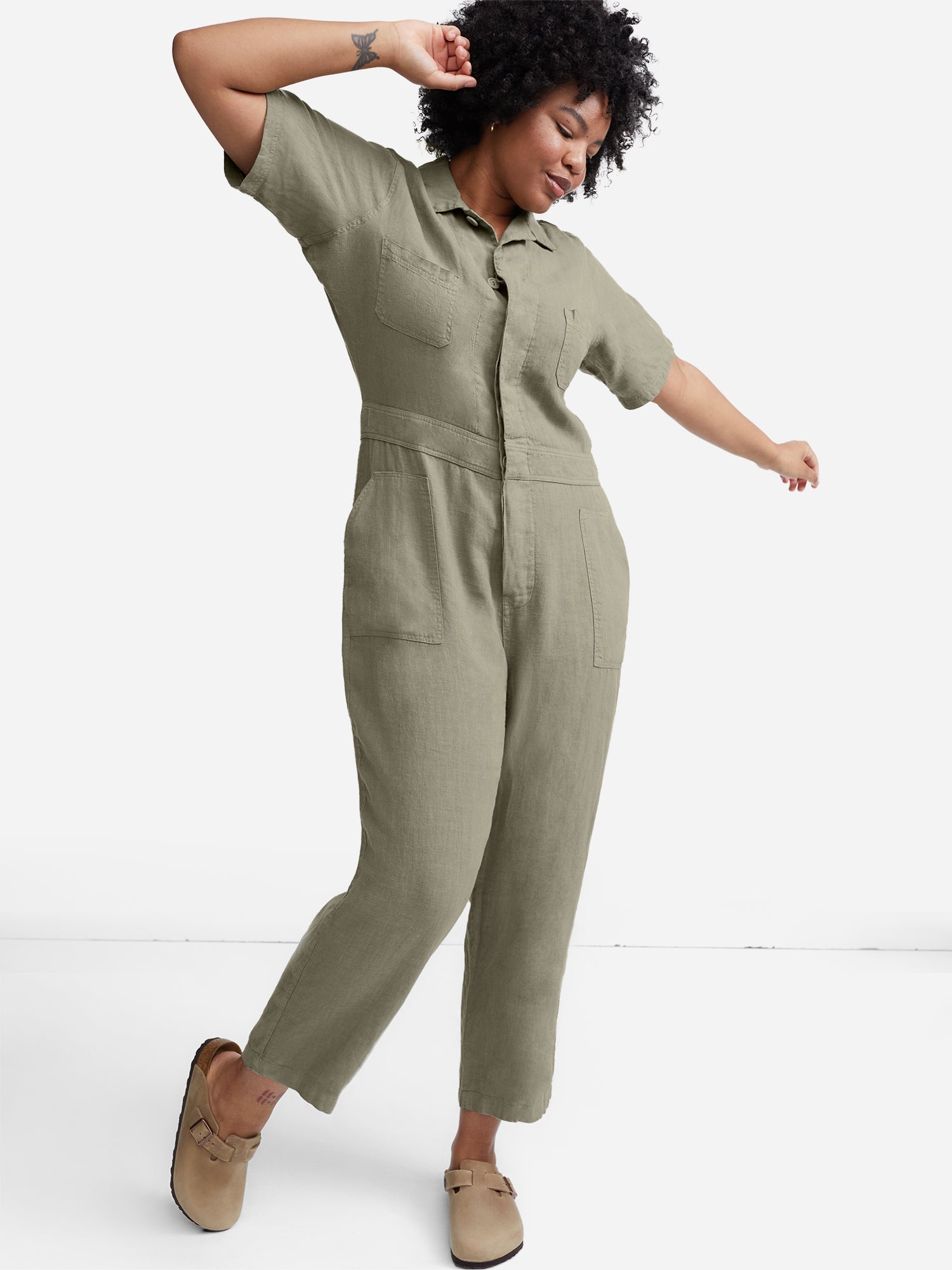 Lezen Albany Missie Linen Short Sleeve Jumpsuit – MATE the Label
