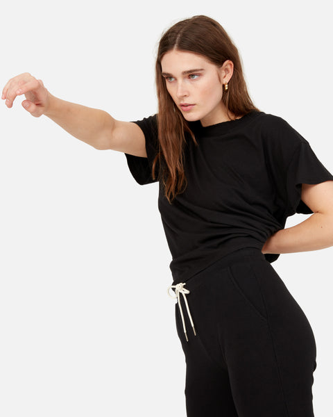Boxy Cropped Crew Charcoal – MATE the Label