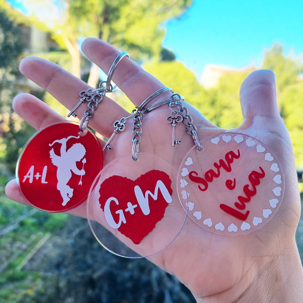 Portachiavi personalizzato con testo o foto cuore idea regalo uomo donna  amore love