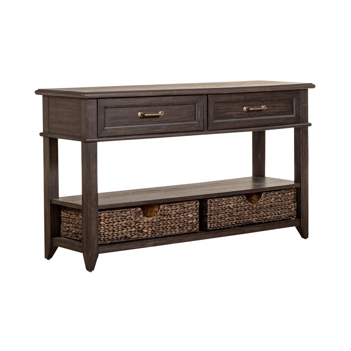 Liberty Furniture Mill Creek 2 Drawer Sofa Table in Peppercorn