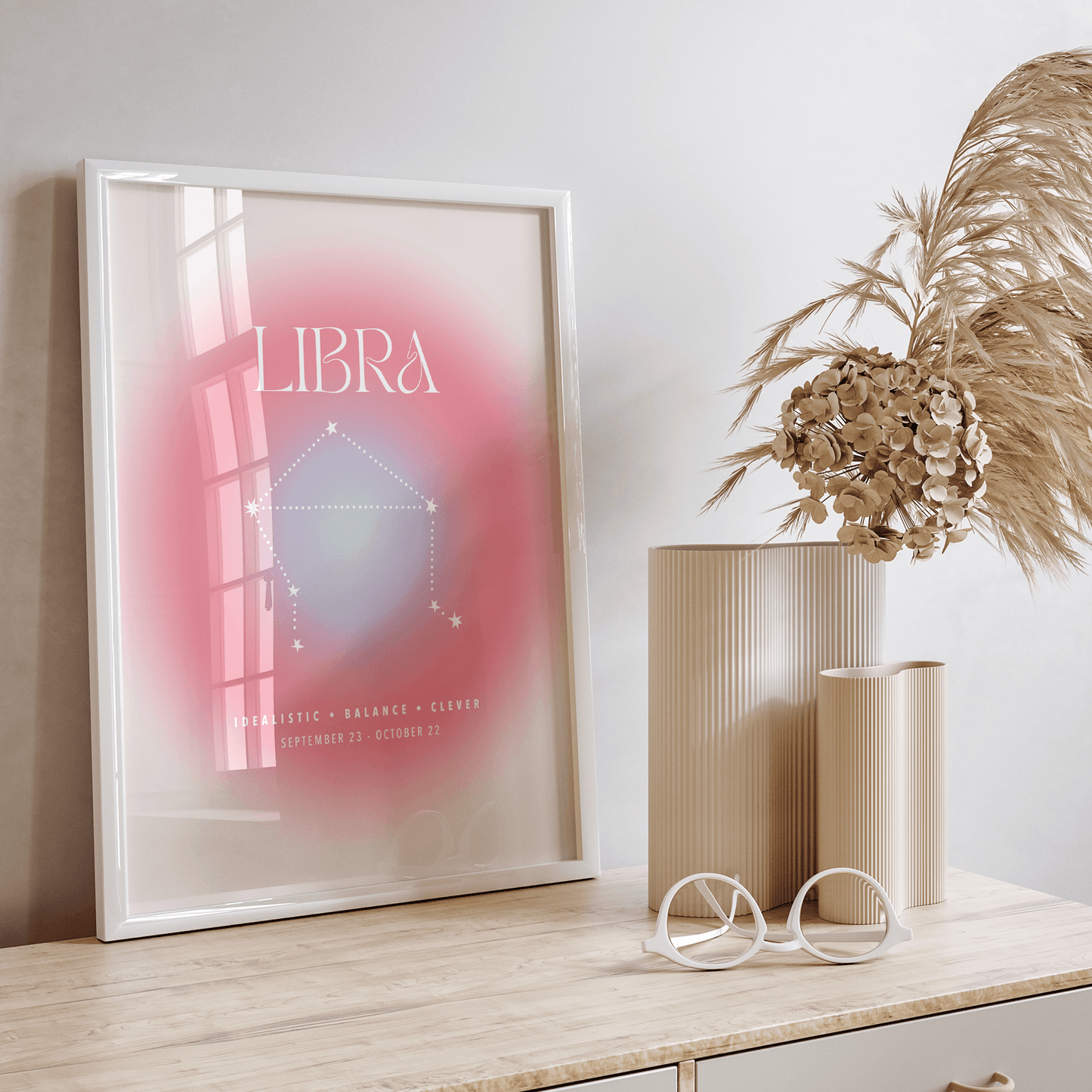 Libra Aura Poster Aesthetic Gradient Zodiac Wall Print The Wall Snob