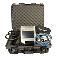 The AccuFit 9000, showcasing the AccuFit, the travel case and accessories.