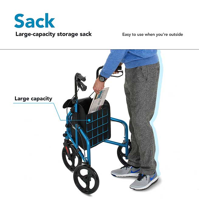 Spacious Storage Pouch 3 Wheel Walker