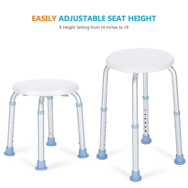 6 Height Adjustment Round Shower Stool