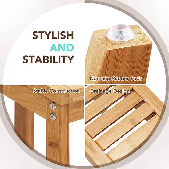 Anti-Skid & Drainable Shower Shaving Stool